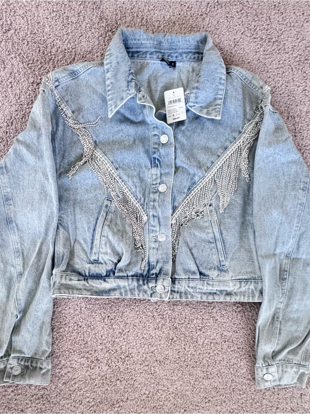 Windsor Light Blue Denim Jacket with Silver Fringe